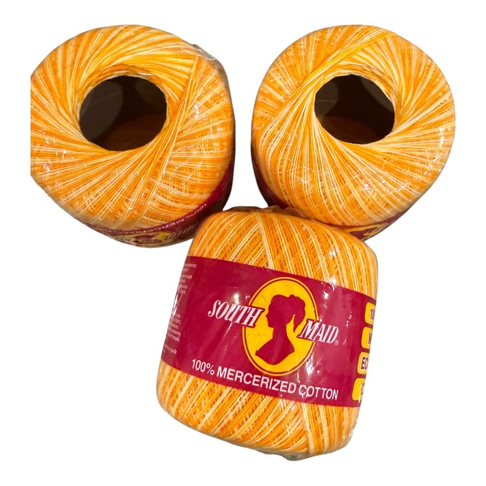 South Maid Shaded Yellows Crochet Thread 100% Mercerized Cotton Lot of 3 - Picture 2 of 3